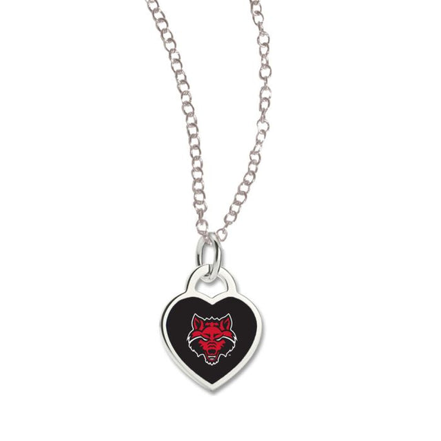 Collar con corazón de los Arkansas State Red Wolves con corazón en 3D