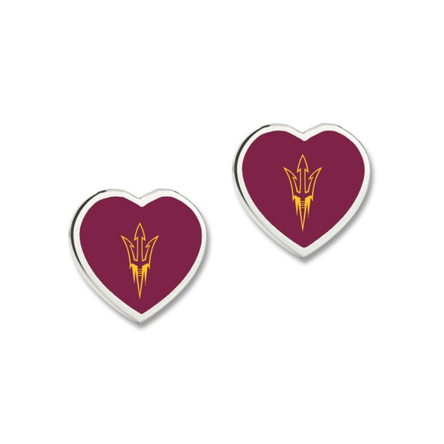 PENDIENTES DE CORAZÓN DE LOS Arizona State Sun Devils Pendientes con corazón en 3D