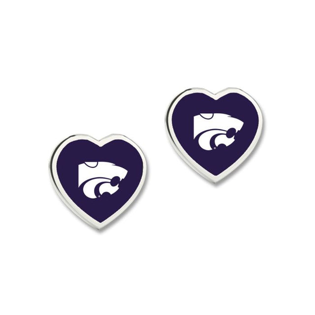 PENDIENTES DE CORAZÓN DE KANSAS STATE WILDCATS Pendientes con corazón en 3D