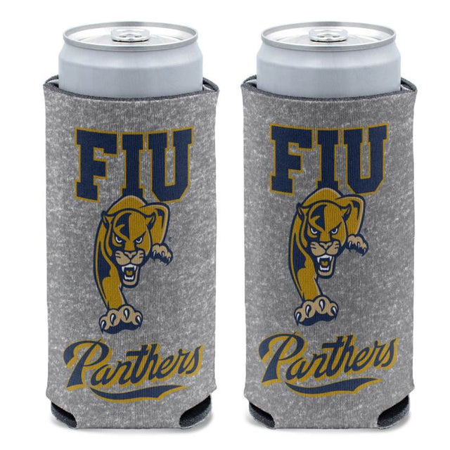 Enfriador de latas delgado de 12 oz con diseño de los Florida International Panthers en color gris jaspeado