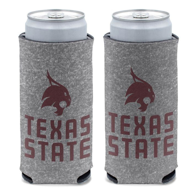 Enfriador de latas delgado de 12 oz con diseño jaspeado de Texas State Bobcats