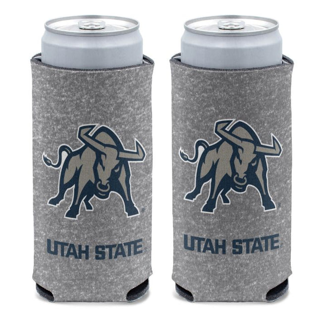 Enfriador de latas delgado de 12 oz con diseño jaspeado de Utah State Aggies