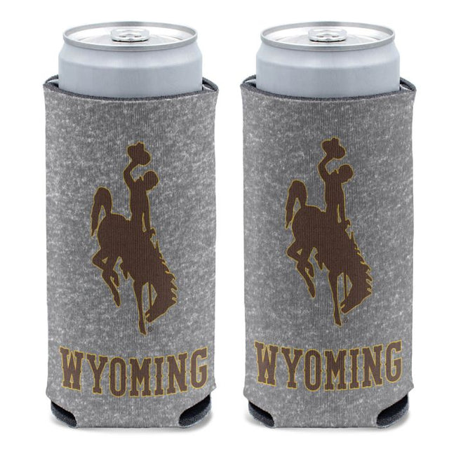 Enfriador de latas delgado de 12 oz con diseño jaspeado de los Wyoming Cowboys