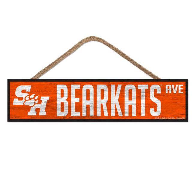 Sam Houston State Bearkats Wood Sign-with Rope 4" x 17"