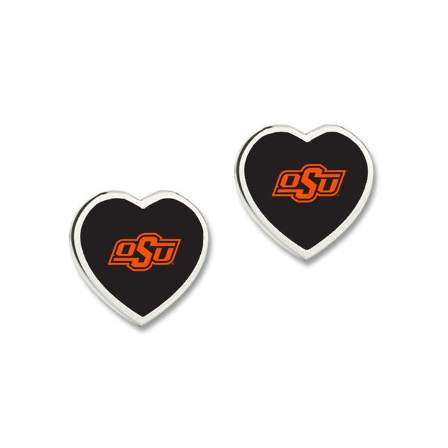 Pendientes de los Oklahoma State Cowboys con corazón en 3D