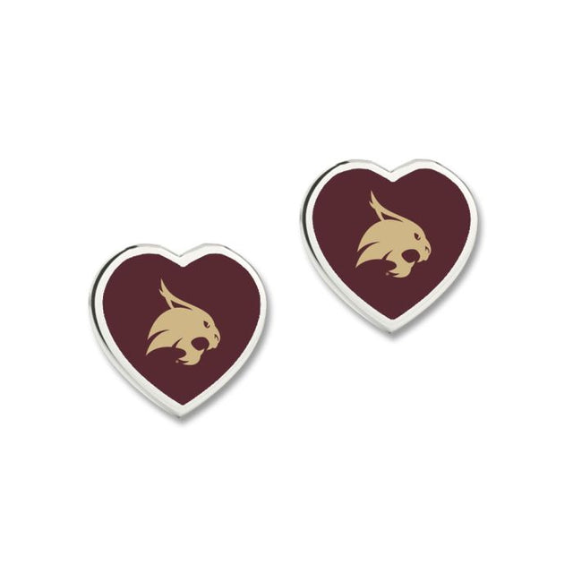 Pendientes de los Texas State Bobcats con corazón en 3D