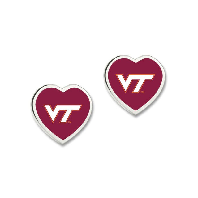 Pendientes de Virginia Tech Hokies con corazón en 3D