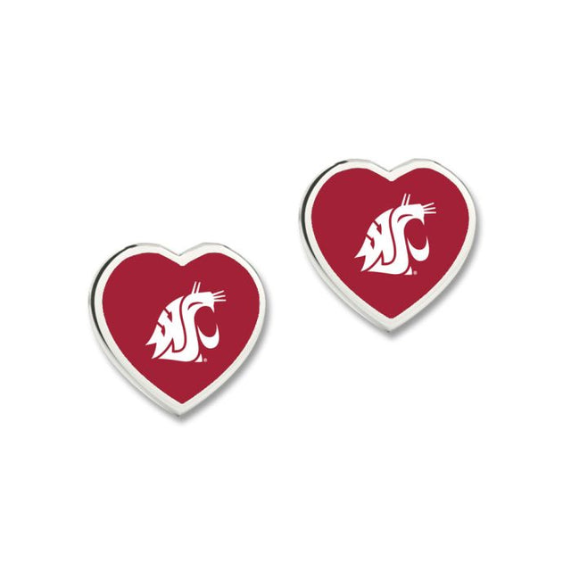 Pendientes de los Washington State Cougars con corazón en 3D