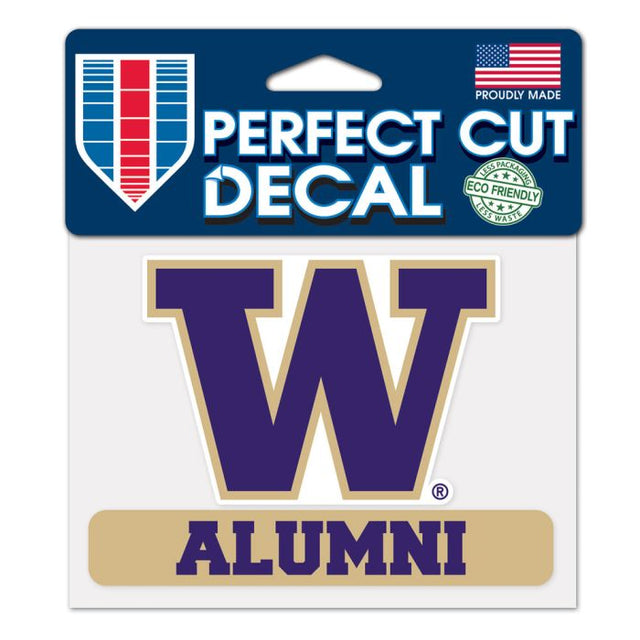 Calcomanía de color de corte perfecto con el lema de Washington Huskies, 4,5" x 5,75"