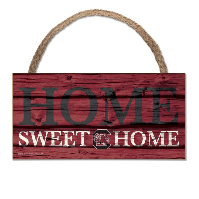 Letrero de madera con cuerda de 5 x 10 pulgadas con la frase HOME SWEET HOME de South Carolina Gamecocks