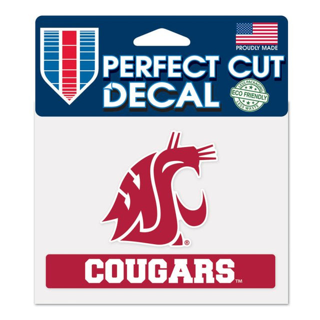 Calcomanía de color de corte perfecto de los Cougars de Washington State Cougars, 4,5" x 5,75"