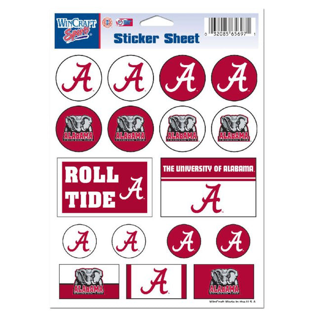 Alabama Crimson Tide Vinyl Sticker Sheet 5" x 7"