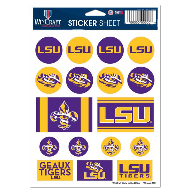 LSU Tigers Vinyl Sticker Sheet 5" x 7"