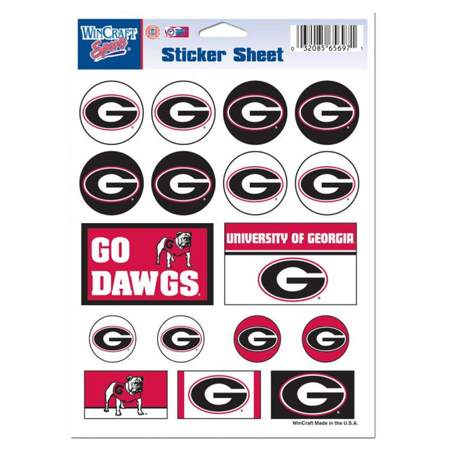 Georgia Bulldogs Vinyl Sticker Sheet 5" x 7"