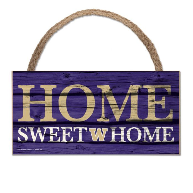 Letrero de madera con cuerda de 5 x 10 pulgadas con la frase HOME SWEET HOME de Washington Huskies