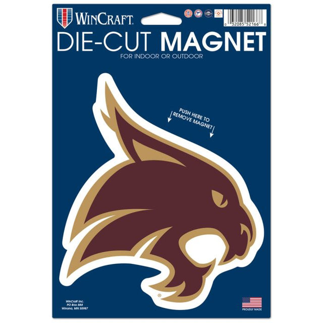 Imán troquelado con el logotipo de los Texas State Bobcats, 6,25" x 9"