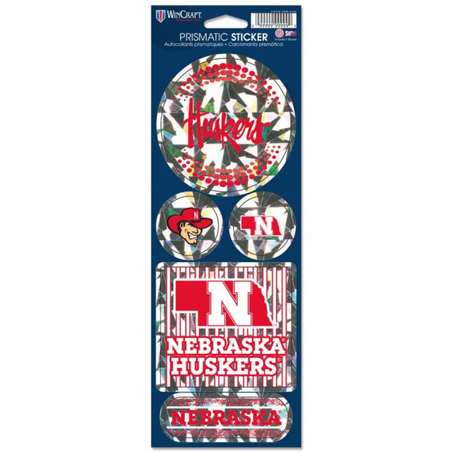 Calcomanía prismática de los Nebraska Cornhuskers de 4" x 11"