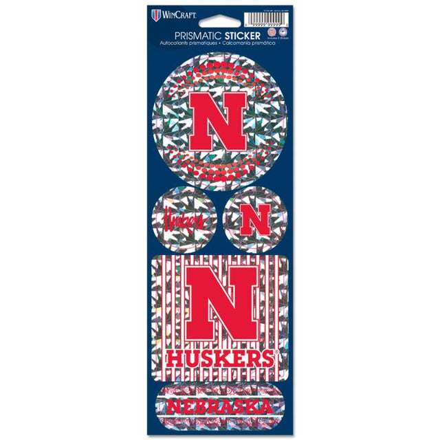 Calcomanía prismática de los Nebraska Cornhuskers de 4" x 11"