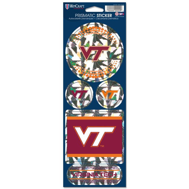 Calcomanía prismática de los Virginia Tech Hokies de 4" x 11"