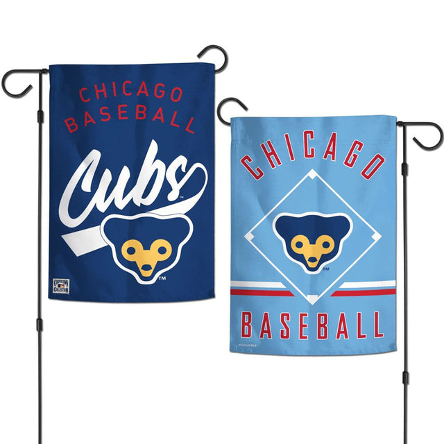 Bandera de los Chicago Cubs de 12 x 18 pulgadas, estilo jardín, logotipo vintage de 2 lados