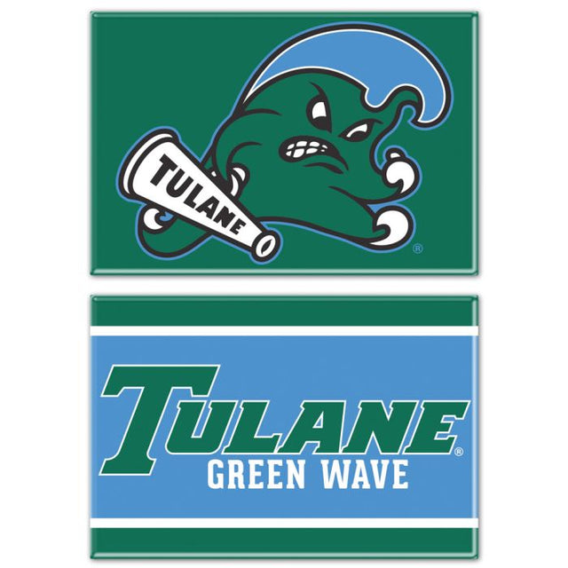 Tulane Green Wave Rectangle Magnet, 2pack 2" x 3"