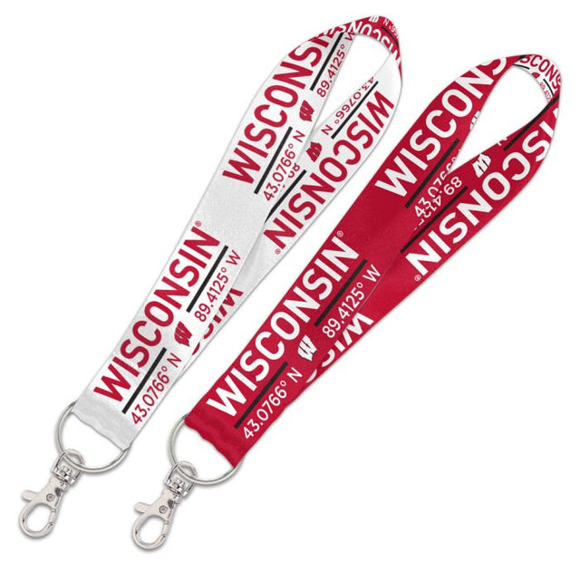 Wisconsin Badgers Coordinates Lanyard Key Strap 1"