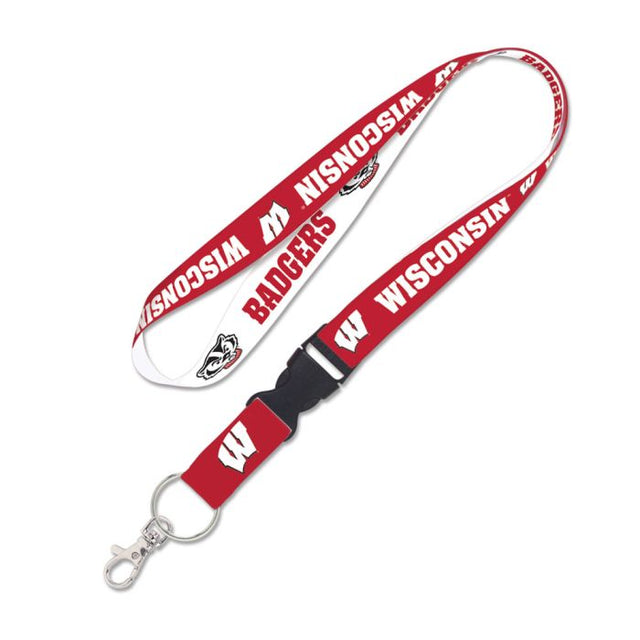 Wisconsin Badgers primary Lanyard w/detachable buckle 1"