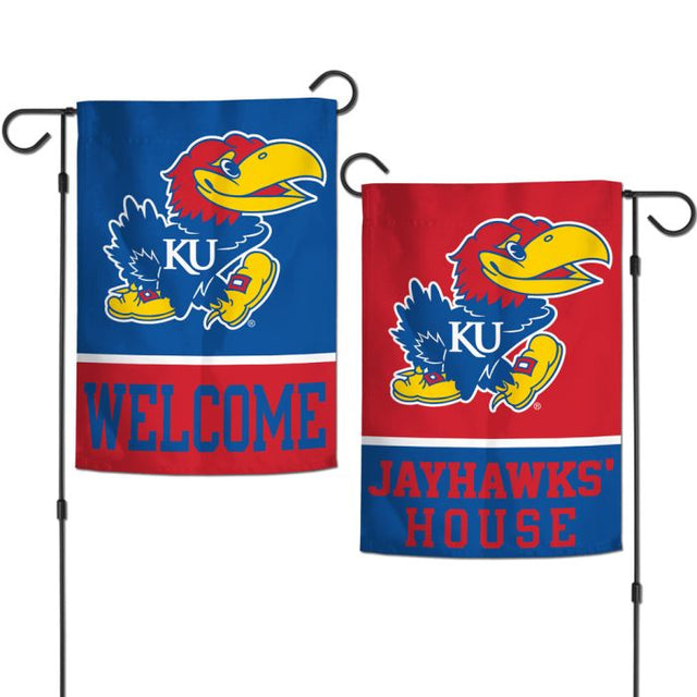 Kansas Jayhawks WELCOME Garden Flags 2 sided 12.5" x 18"