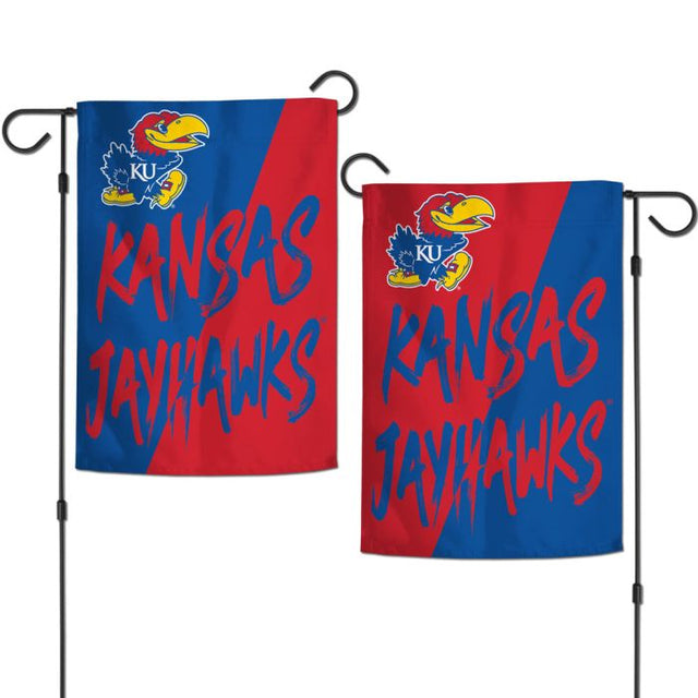 Kansas Jayhawks WORD SPLIT Garden Flags 2 sided 12.5" x 18"