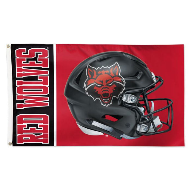 Bandera de los Arkansas State Red Wolves con casco de fútbol americano - Deluxe 3' X 5'