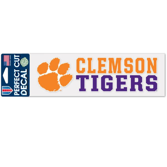 Clemson Tigers Stacked Design Perfect Cut Decals 3" x 10"