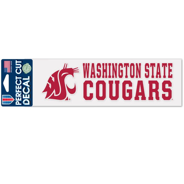 Calcomanías de corte perfecto con diseño apilado de los Washington State Cougars, 3" x 10"