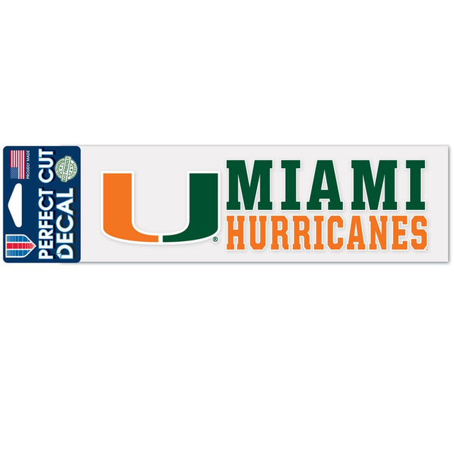 Calcomanía de los Miami Hurricanes, 3 x 10, corte perfecto, color