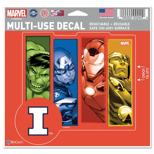 Calcomanía multiusos de Marvel (C) 2022 de Illinois Fighting Illini / Marvel (C) - logotipo recortado de 5" x 6"