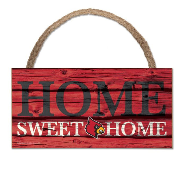 Louisville Cardinals HOME SWEET HOME Wood Sign w/Rope 5" x 10"