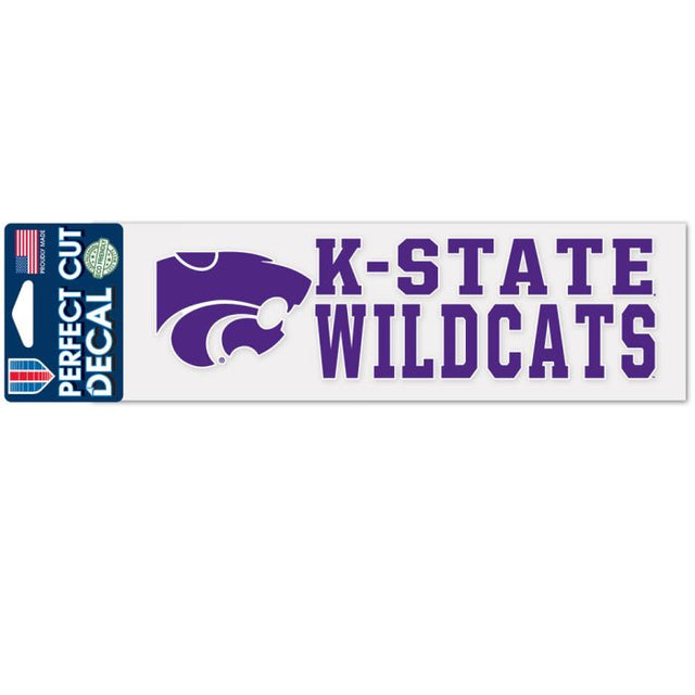 Calcomanías de corte perfecto con diseño apilado de Kansas State Wildcats de 3" x 10"