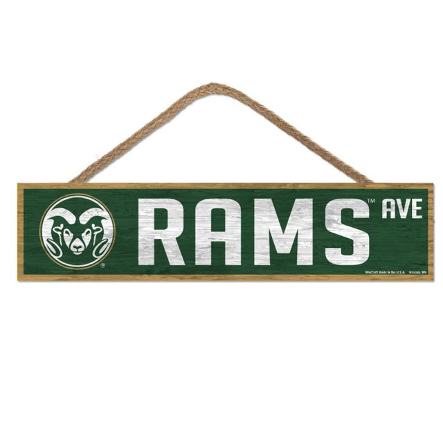 Letrero de madera de Colorado State Rams con cuerda, 4" x 17"