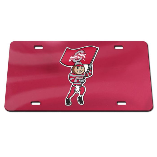 Ohio State Buckeyes BRUTUS WITH FLAG Specialty Acrylic License Plate