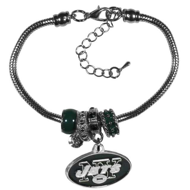 Pulsera de los New York Jets con cuentas estilo euro