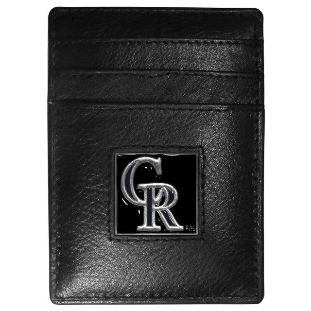 Cartera de cuero con clip para billetes y tarjetero de los Colorado Rockies