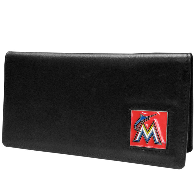 Funda de cuero para chequera de los Miami Marlins CO