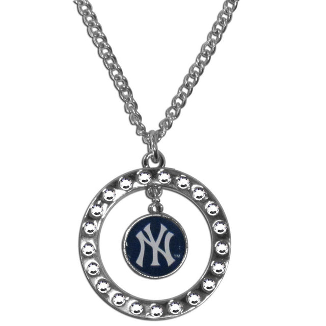 Collar con cadena y aro de diamantes de imitación de los Yankees de Nueva York