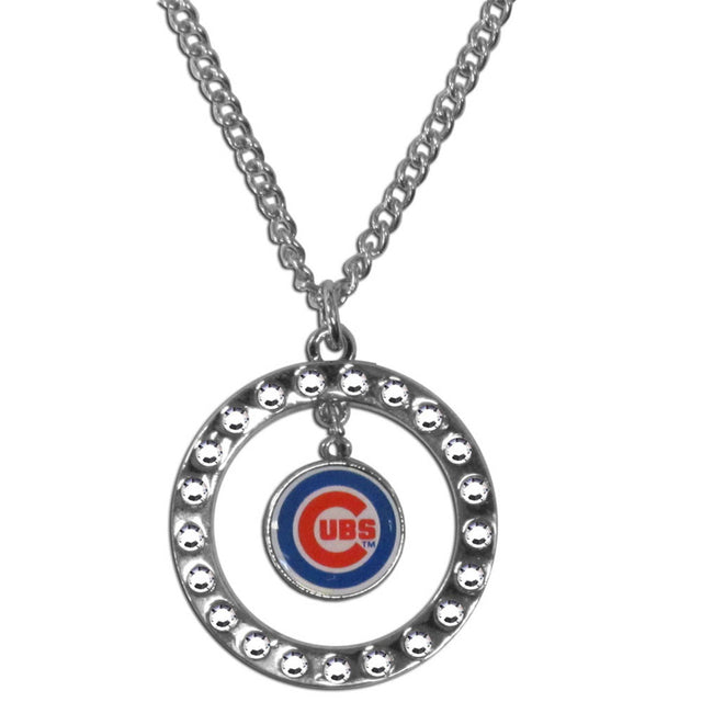 Collar con cadena y aro de diamantes de imitación de los Chicago Cubs