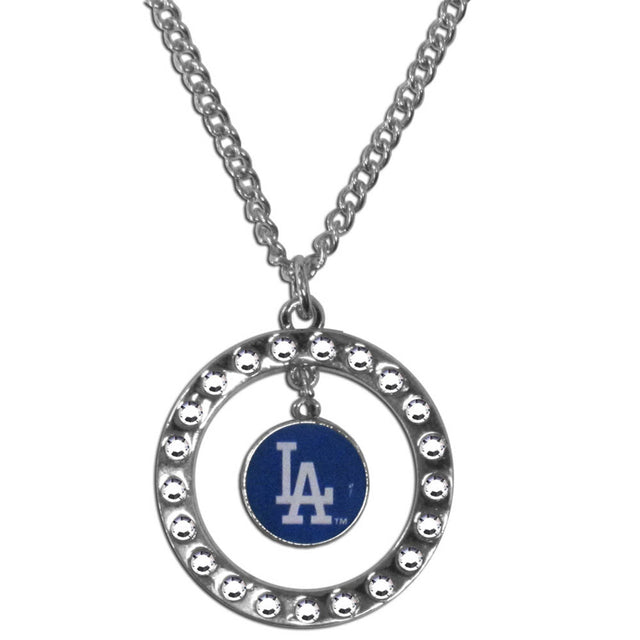 Collar con cadena y aro de diamantes de imitación de los Dodgers de Los Ángeles