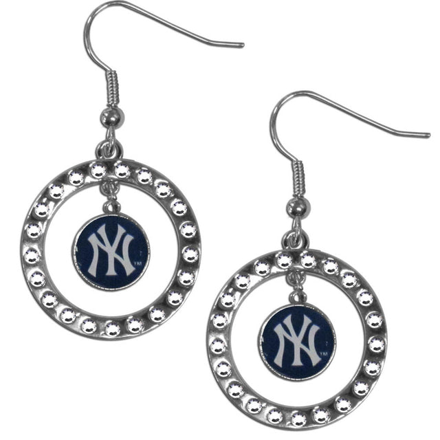 Pendientes de aro con diamantes de imitación de los Yankees de Nueva York