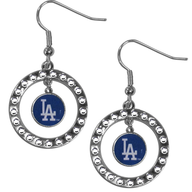 Pendientes de aro con diamantes de imitación de los Dodgers de Los Ángeles