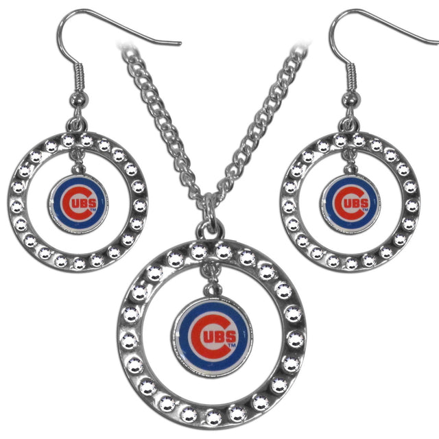 Conjunto de joyas de los Chicago Cubs, collar y pendientes