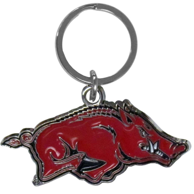 Llavero con el logotipo cromado de Arkansas Razorbacks