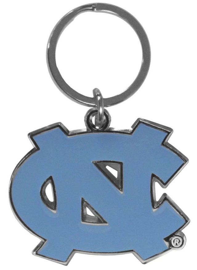 Llavero con logotipo cromado recortado de los Tar Heels de Carolina del Norte