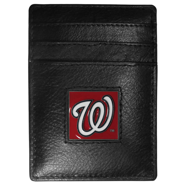 Billetera de cuero con clip para billetes y tarjetero de los Washington Nationals